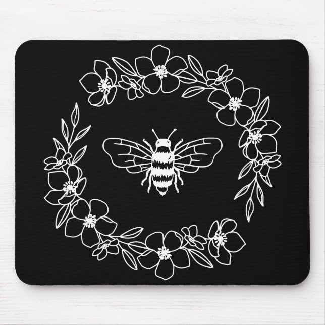 Tapis De Souris Couronne d'abeilles en fleur dans un sac à souris  (Devant)