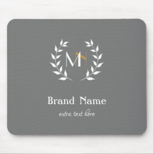 Tapis De Souris Couronne de laurier monogramme gris