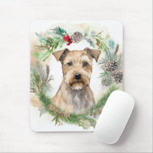 Tapis De Souris Couronne de Noël festive Terrier de la baie de Che
