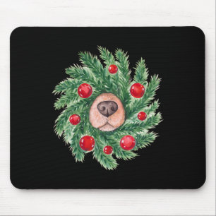 Tapis De Souris Couronne de Noël nez de chien mignon Noël maman de