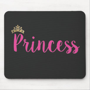 Tapis De Souris Couronne de police de script rose princesse