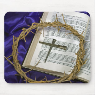 Tapis De Souris Couronne d'épines avec de vieux ongles sur la Bibl