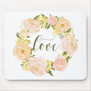 Tapis De Souris Couronne Pastel Orange Peonies   Love Lettering