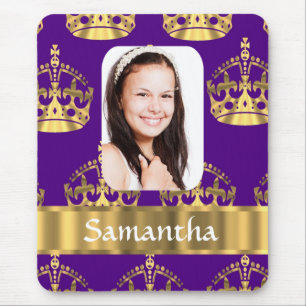 Tapis De Souris Couronne violette et or photo personnalisée