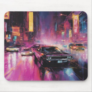 Tapis De Souris Course de rue nocturne dans la ville animée
