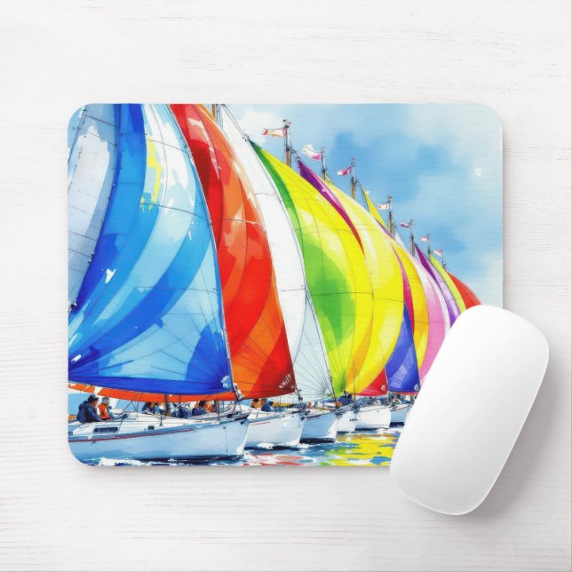 Tapis De Souris Course de voilier Watercolor (Avec souris)