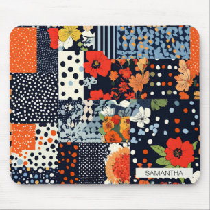 Tapis De Souris Courtepoint vintage marine corail florale en patch