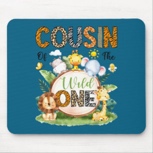 Tapis De Souris Cousin germain Anniversaire sauvage Safari jungle