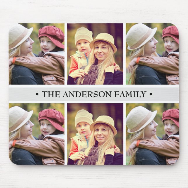 Tapis De Souris Coutume en pastel de collage de photo du gris 6 (Devant)