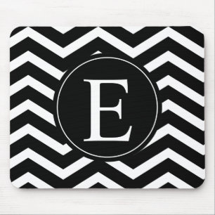 Tapis De Souris Couture Chevron noir et blanc