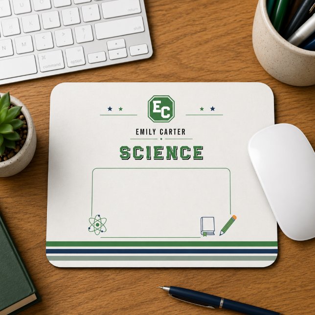 Tapis De Souris Couverture personnalisée de l'école de sciences ve (Personalized Navy Green Science School Cover Mouse Pad
)