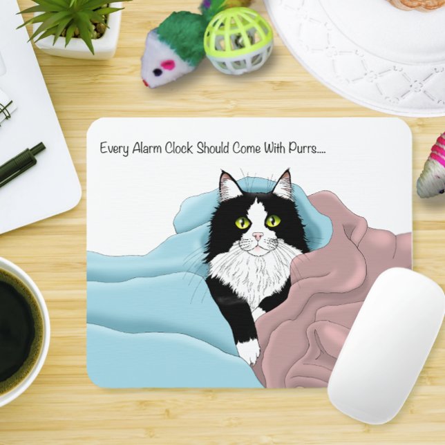 Tapis De Souris Couvertures de chat smoking fantaisiste rose et bl (Créateur téléchargé)