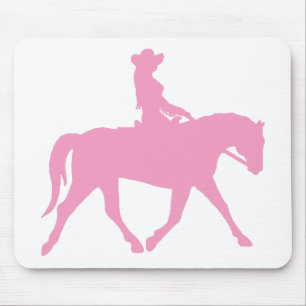 Tapis De Souris Cow-girl montant son cheval (rose)