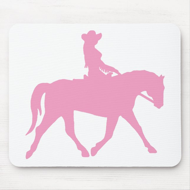 Tapis De Souris Cow-girl montant son cheval (rose) (Devant)
