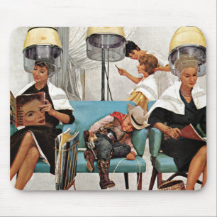 Tapis De Souris Cowboy endormi dans le salon de beauté