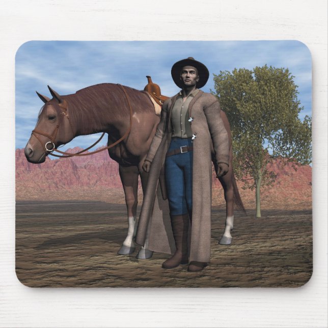 Tapis De Souris Cowboy et cheval Mousepad (Devant)