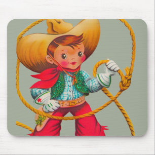 Tapis De Souris Cowboy Retro Boy Child Cute Western