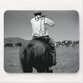 Tapis De Souris Cowboy sur un cheval avec deux marques
