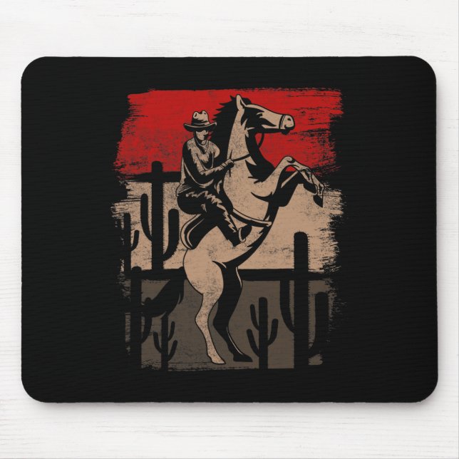 Tapis De Souris Cowboy Wild West Country Horseck équitation Cheval (Devant)