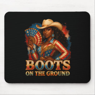 Tapis De Souris Cowgirl 4 juillet Toutes Les Bottes De Fille Améri