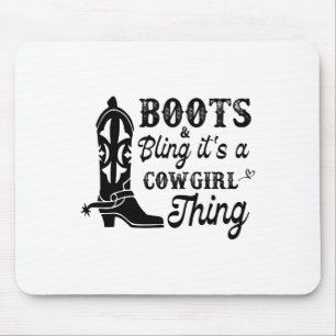 Tapis De Souris Cowgirl & ; Boots Bling Son Une Cowgirl Chances