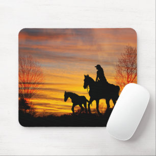 Tapis De Souris Cowgirl Sunset Horse Ride Souris Pad