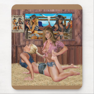 TAPIS DE SOURIS COWGIRLS CATFIGHT LUTTE #1