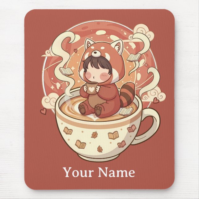 Tapis De Souris Cozy Red Panda Brew Office Mouse Pad (Devant)