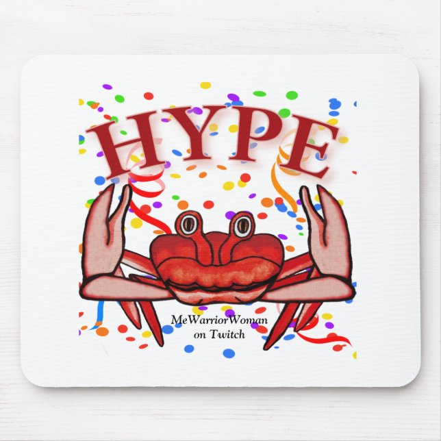 Tapis De Souris Crab Hype, MeWarriorWoman sur Twitch (Devant)