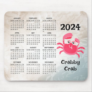 Tapis De Souris Crabby Crab Design 2024 Calendrier Souris