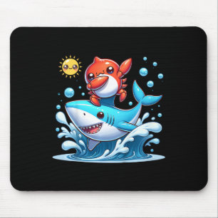 Tapis De Souris Crabe Dabbing Surfant sur un Requin sur une Vague