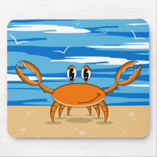 Tapis De Souris Crabe mignon sur la plage sablonneuse