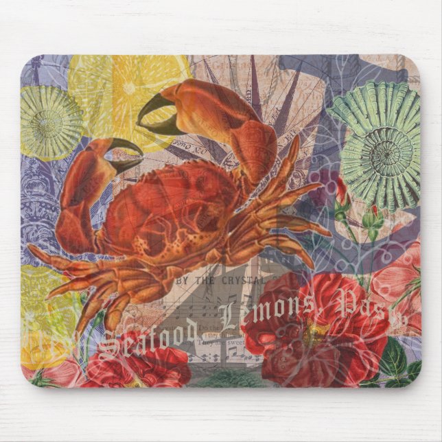 Tapis De Souris Crabe Plage Nautique Art de la mer (Devant)