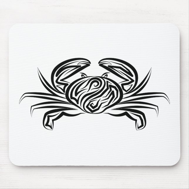 Tapis De Souris Crabe tribal noir et blanc (Devant)
