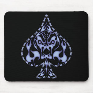 Tapis De Souris Crâne à pince à flamme bleu