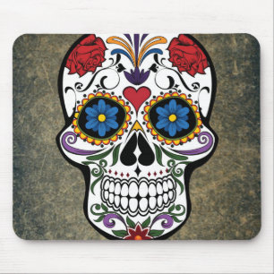 Tapis De Souris Crâne à sucre de fleurs