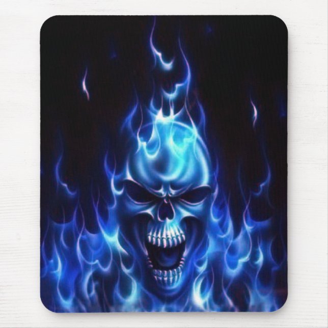 Tapis De Souris Crâne bleu flamboyant (Devant)