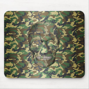 Tapis De Souris Crâne Camo Woodland 3D