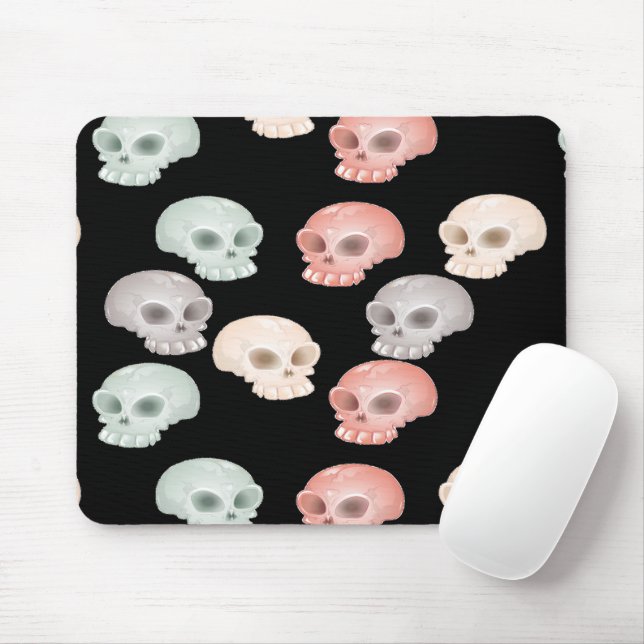 Tapis De Souris crâne coloré sur noir (Avec souris)