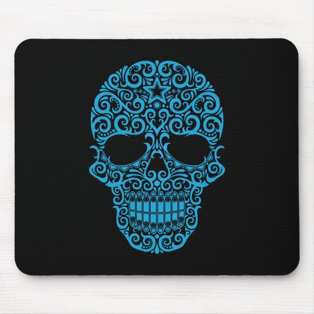 Tapis De Souris Crâne complexe de sucre - bleu et noir (Devant)