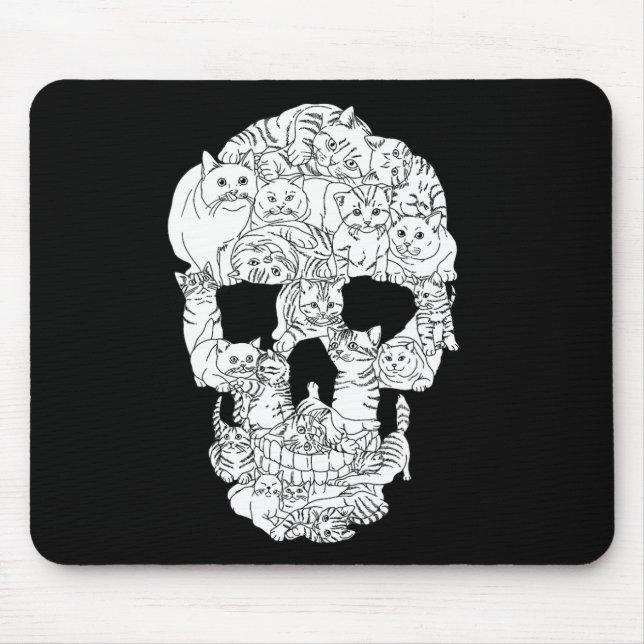 Tapis De Souris Crâne de chat Kitty Skeleton Costume d'Halloween T (Devant)