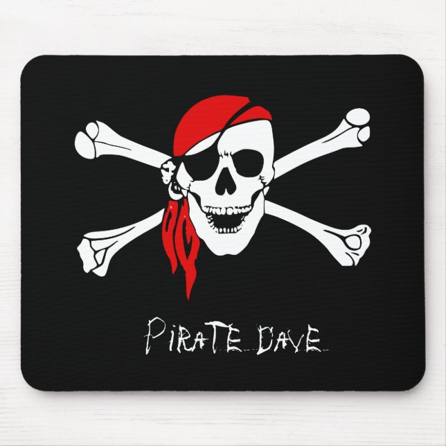 Tapis De Souris Crâne de pirate et os croisés  (Devant)