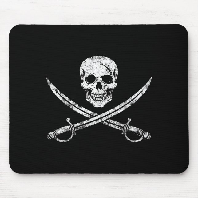 Tapis De Souris Crâne de pirate os croisés épée jolly roger (Devant)