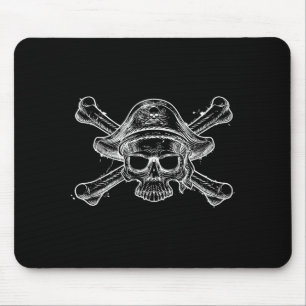 Tapis De Souris Crâne de pirate vintage et squelette de tête de mo