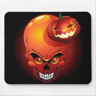 Tapis De Souris Crâne d'Halloween et Citrouille Mousepad