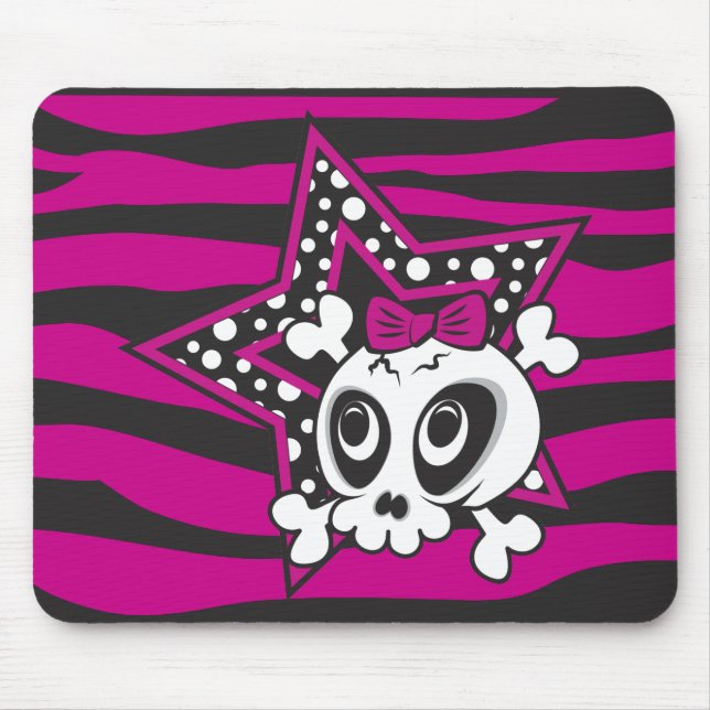 Tapis De Souris Crâne Emo Féminin (Devant)