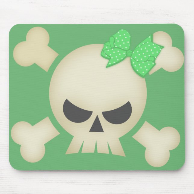 Tapis De Souris Crâne et arc punks mignons Mousepad (vert) (Devant)