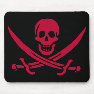 Tapis De Souris Crâne et épées de Crimson Drapeau pirate de Calico