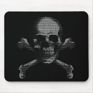 Tapis De Souris Crâne et os croisés de pirate informatique