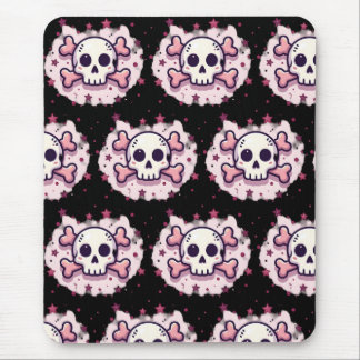 Tapis De Souris Crâne et Os en Rose Pastel